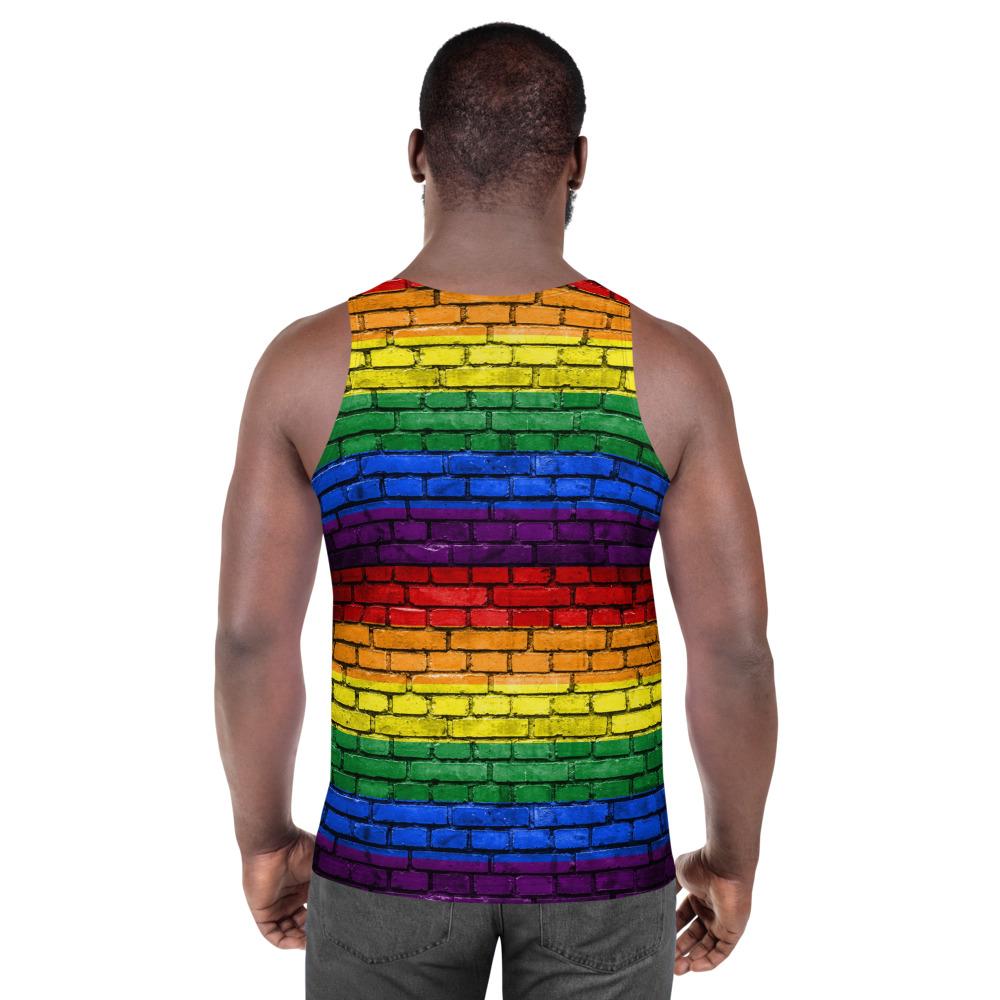 65 MCMLXV Unisex LGBT Pride Rainbow Brick Wall Print Tank Top