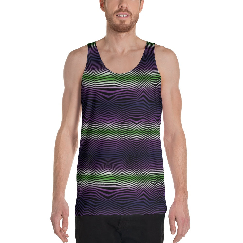 65 MCMLXV Men's Geometric Gradient Wave Tank Top