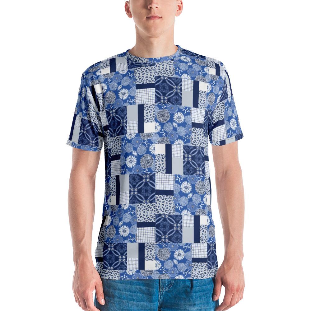 65 MCMLXV Men's Indigo Patchwork Print T-Shirt