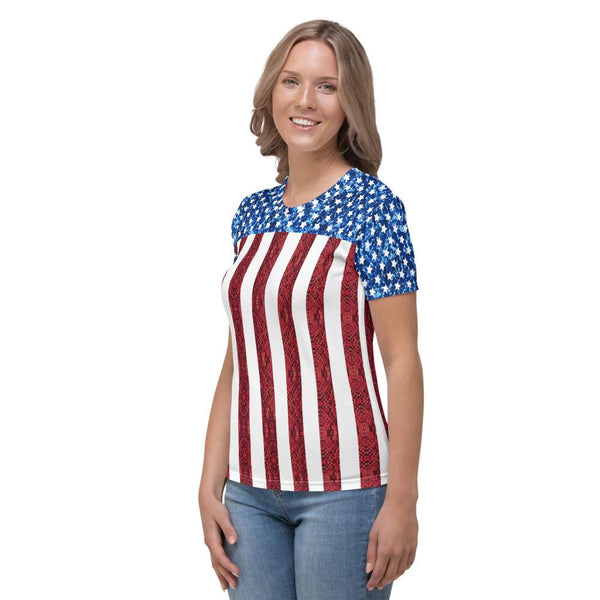 65 MCMLXV Women's American Flag Sequin Print T-Shirt