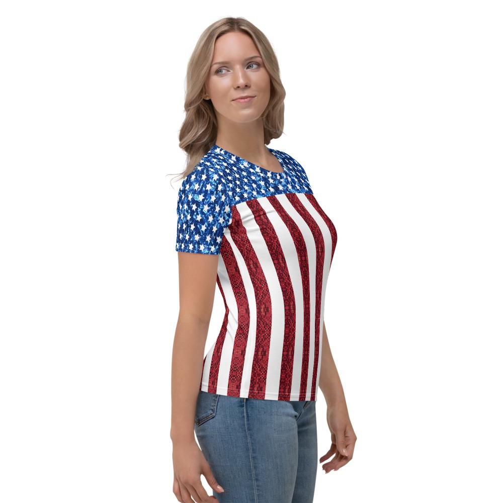 65 MCMLXV Women's American Flag Sequin Print T-Shirt