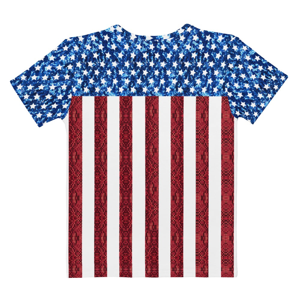 65 MCMLXV Women's American Flag Sequin Print T-Shirt
