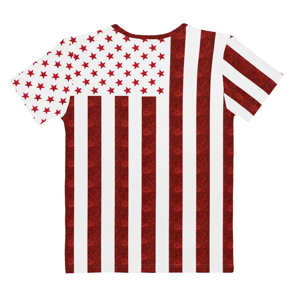 65 MCMLXV Women's Red & White American Flag Print T-Shirt