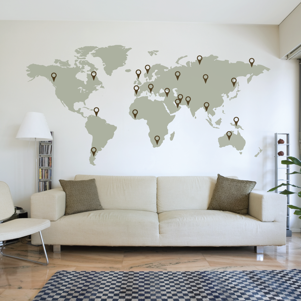 World Map Wall Sticker Wallboss