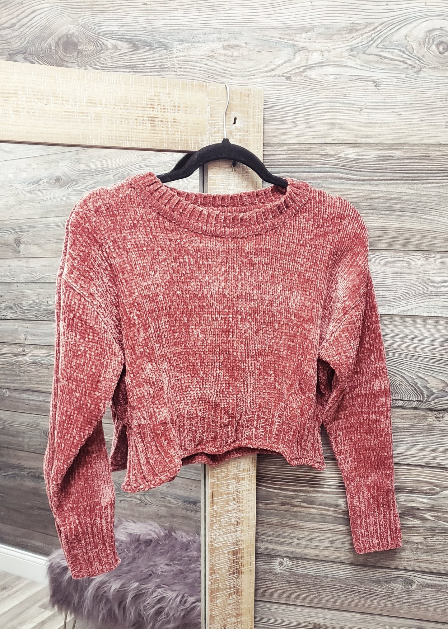 Rust Cropped Chenille Sweater Bellum Rogue