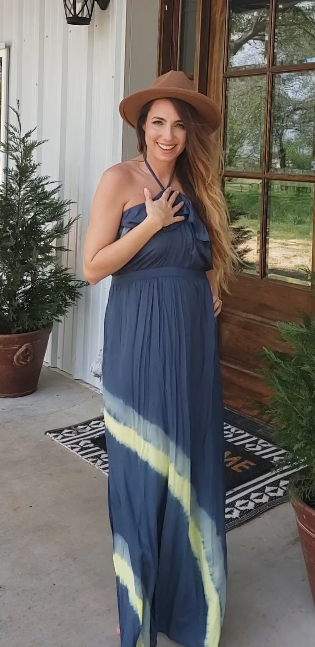 tie dye halter maxi dress