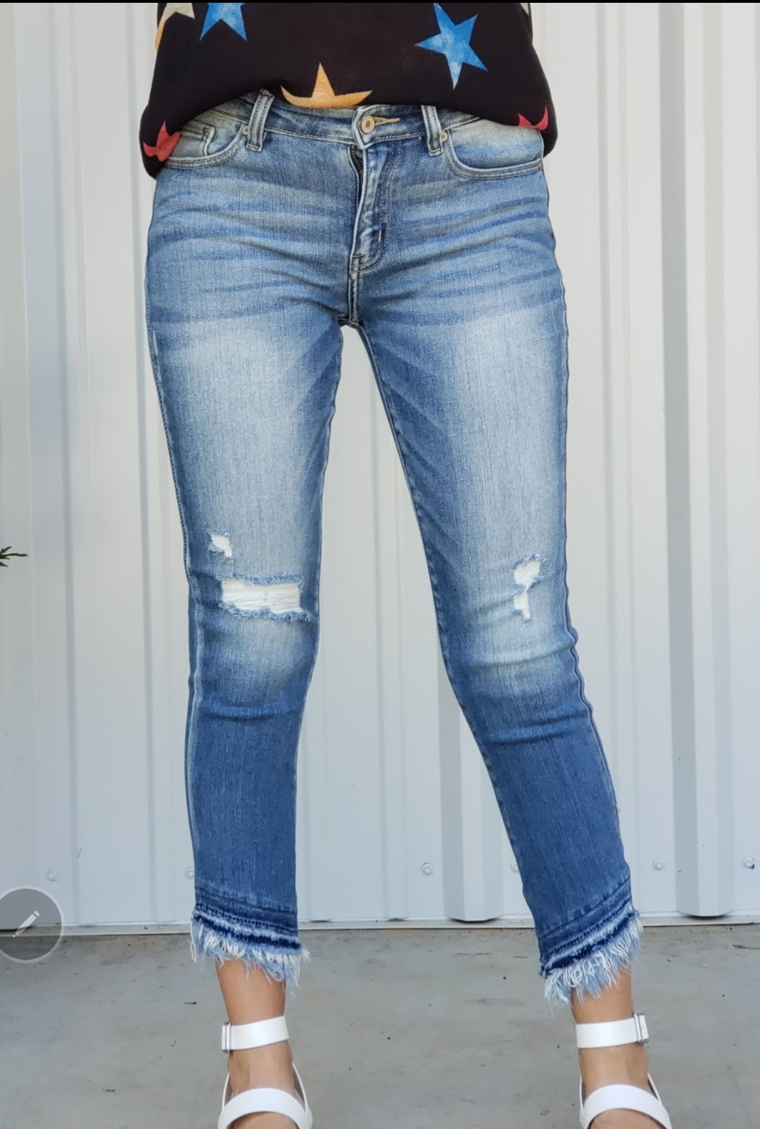 frayed ankle jeans