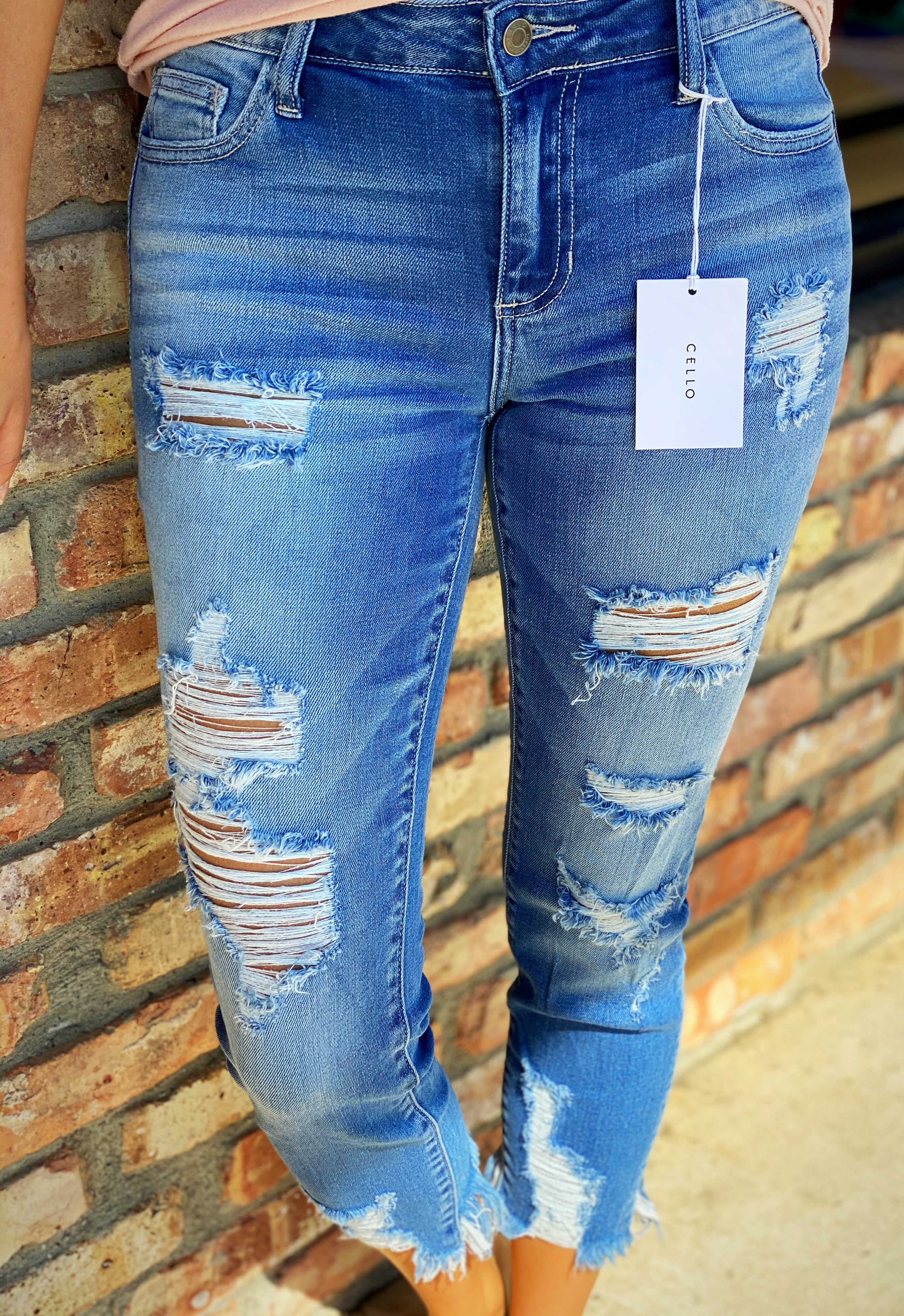 washed distressed jeans