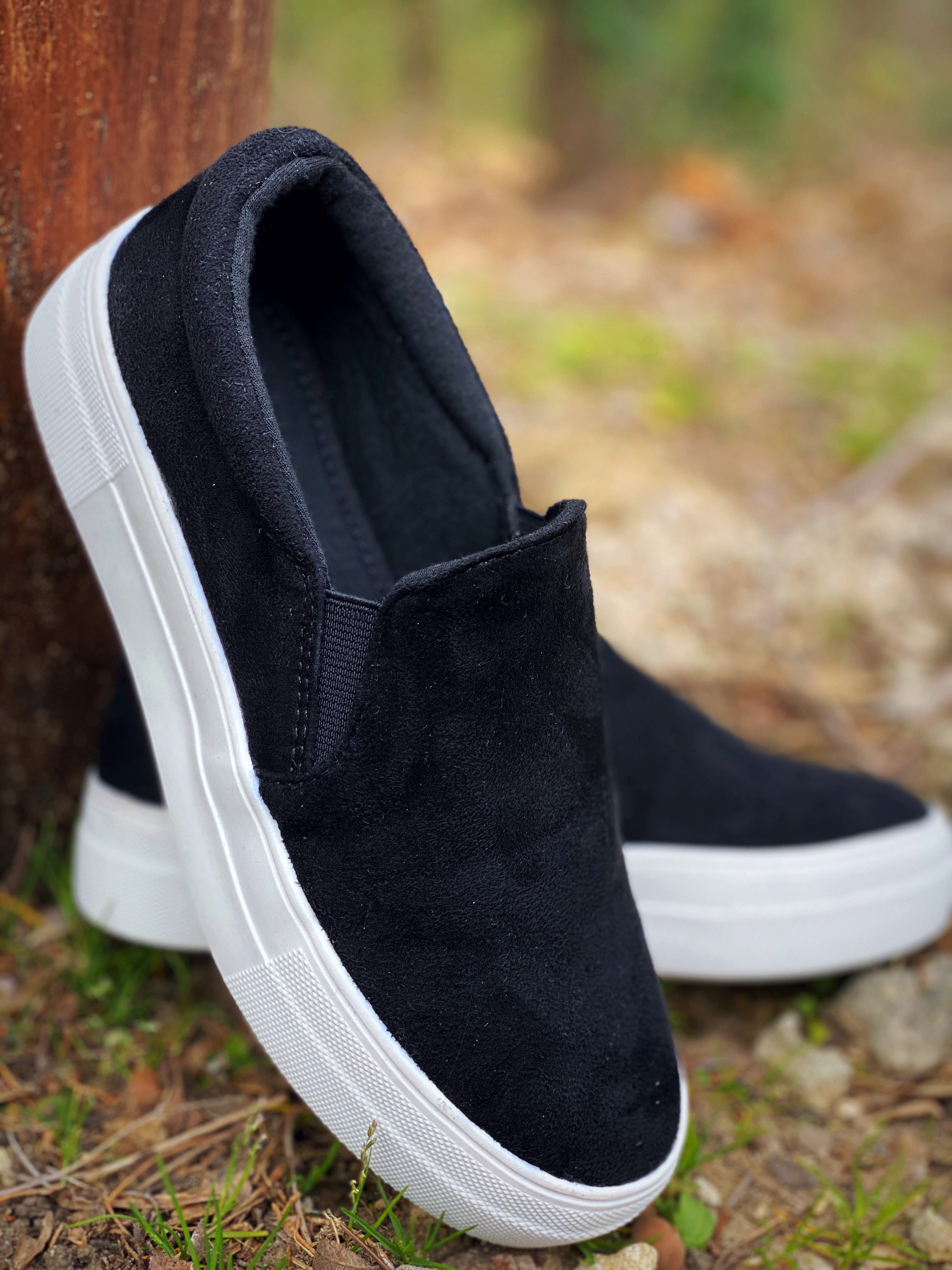 black suede platform sneakers
