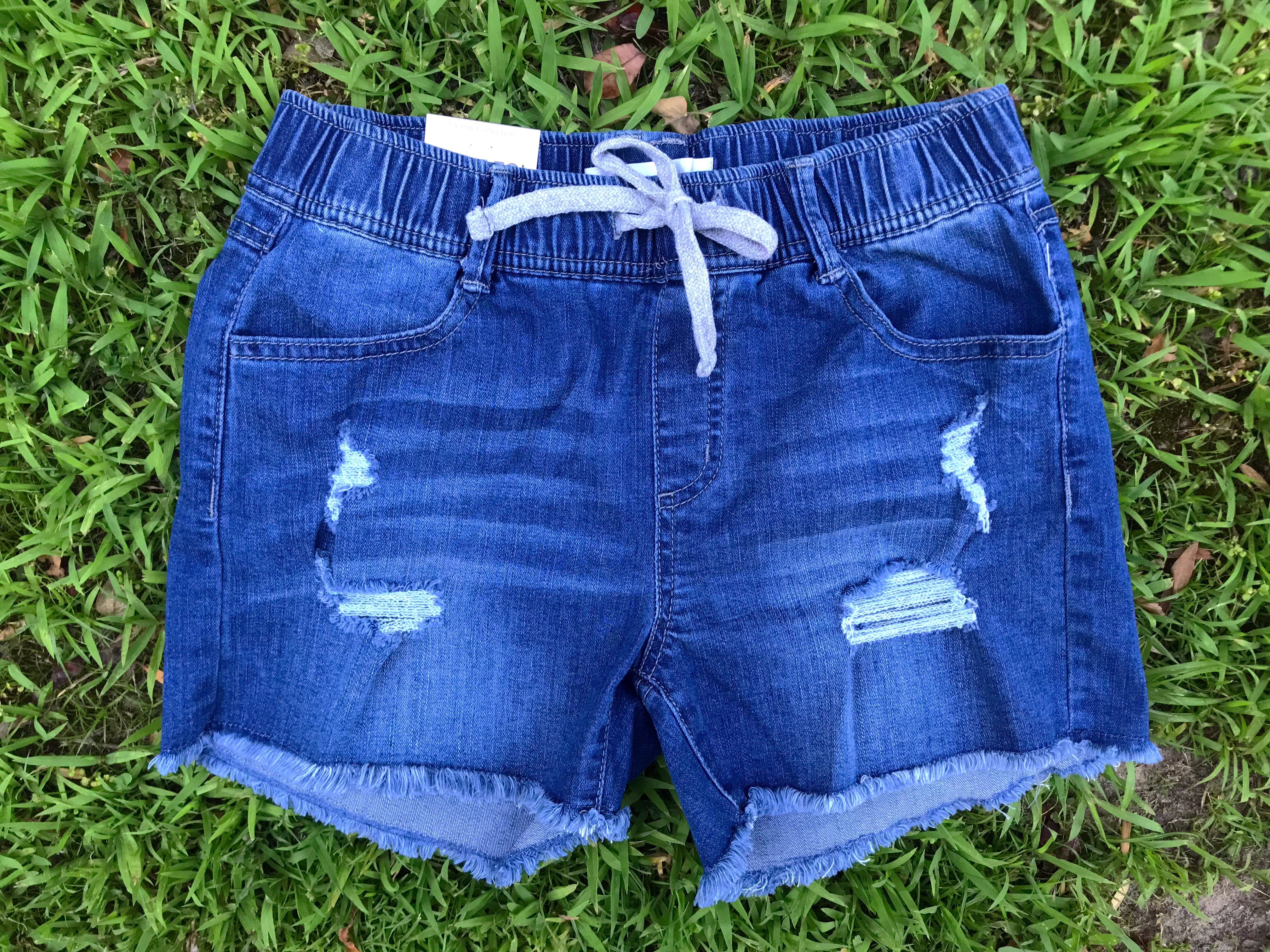 denim jogger shorts