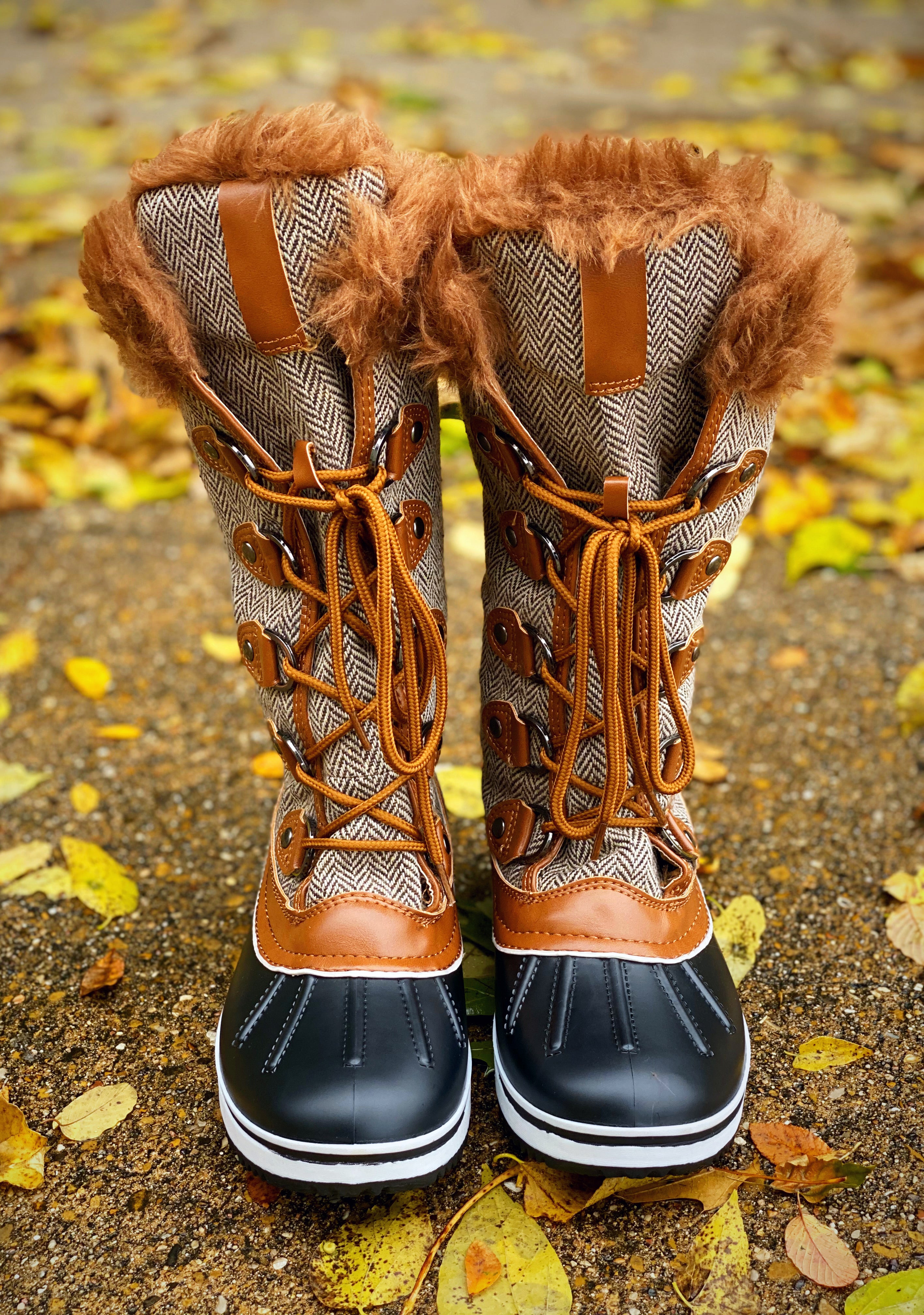 orange duck boots