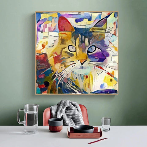 katt maleri Fargerike lerretsbilde kunst abstrakt bilde