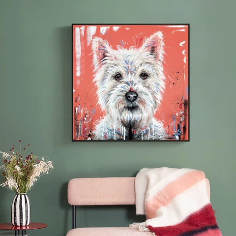 FARGERIK WESTIE WHITE TERRIER CANVAS PRINT KUNST MALERI BILDE