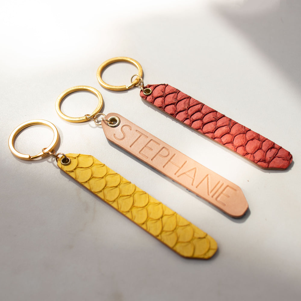 Download Personalized Fish Skin Leather Reversible Keychain Anne Wesley