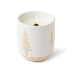 Cypress + Fir - White Glaze Christmas Tree & Wooden Wick