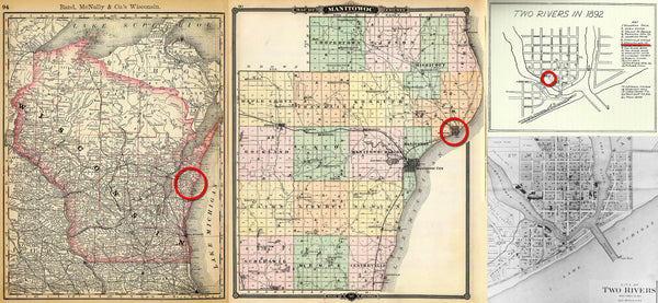 1890s maps of Two Rivers Wisconsin