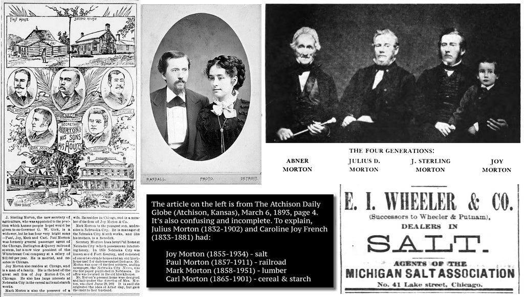 The J. Sterling Morton family and E. I. Wheeler & Co salt advertisement