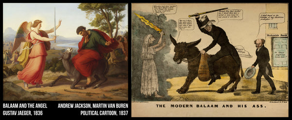 Balaam and his donkey with Andrew Jackson and Martin van Buren political cartoon
