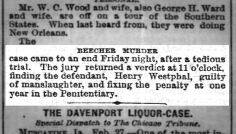 Westphal and Joilet, Illinois Beecher Murder