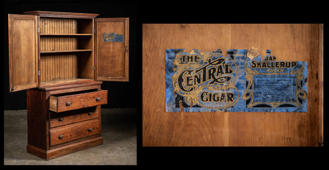early 1900s Central Cigar Company cabinet at Industrial Artifacts