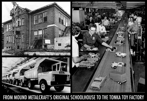 Mound Metalcraft schoolhouse and Tonka toy factory line