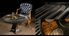 Leather Tufted chair and Industrial table