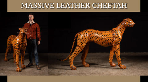 Large Midcentury Cheetah made of leather at Industrial Artifacts