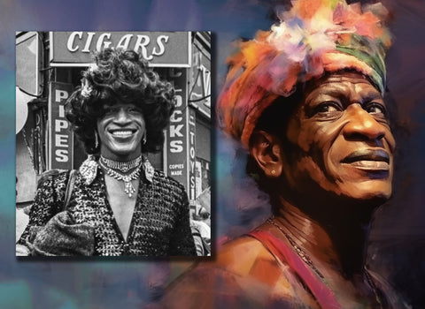 Marsha P Johnson in photograph and AI generated pic