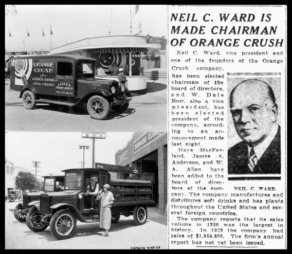 Neil C Ward made chairman of Orange Crush with vintage pictures of Orange-Crush delivery trucks