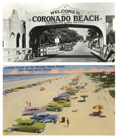 Coronado Beach and New Smyrna Beach vintage postcards