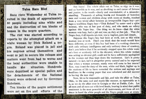 Tulsa Race Massacre Newspaper clip