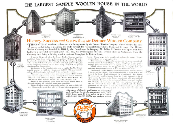 Detmer largest sample wool house advertising