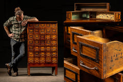 Antique card catalog cabinet at Industrial Artifacts