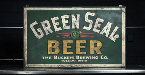 Antique Green Seal Sign from the Buckeye Brewing Co. of Toledo, OH, founded in 1886