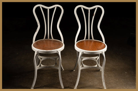 Toledo Uhl Art Soda Fountain metal chairs at Industrial Artifacts