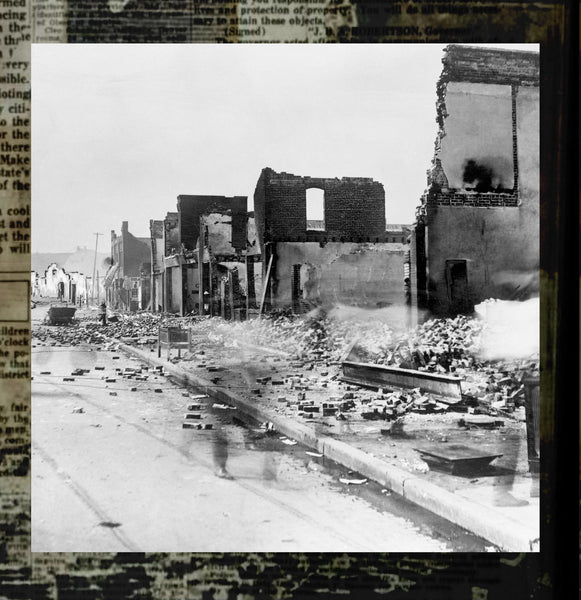 post-massacre devastation of Tulsa, Greenwood District, Black Wall Street, 1921