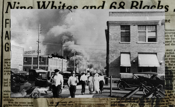 Greenwood District or Black Wall Street burning in 1921