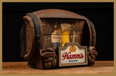 Vintage Hamms Beer Barrel sign at Industrial Artifacts