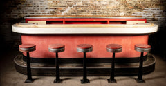 Vintage midcentury streamline bar and stools