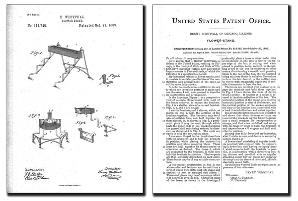 Patent US413745A Westphal Flower Stand