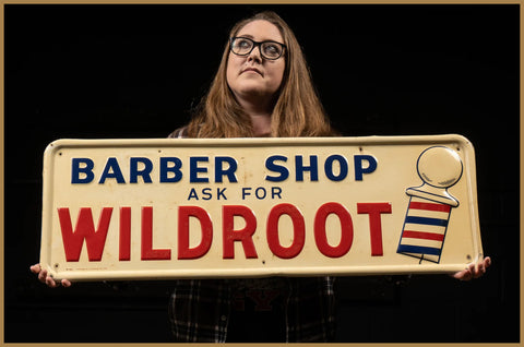 Wildroot Vintage Barber shop metal Sign at Industrial Artifacts