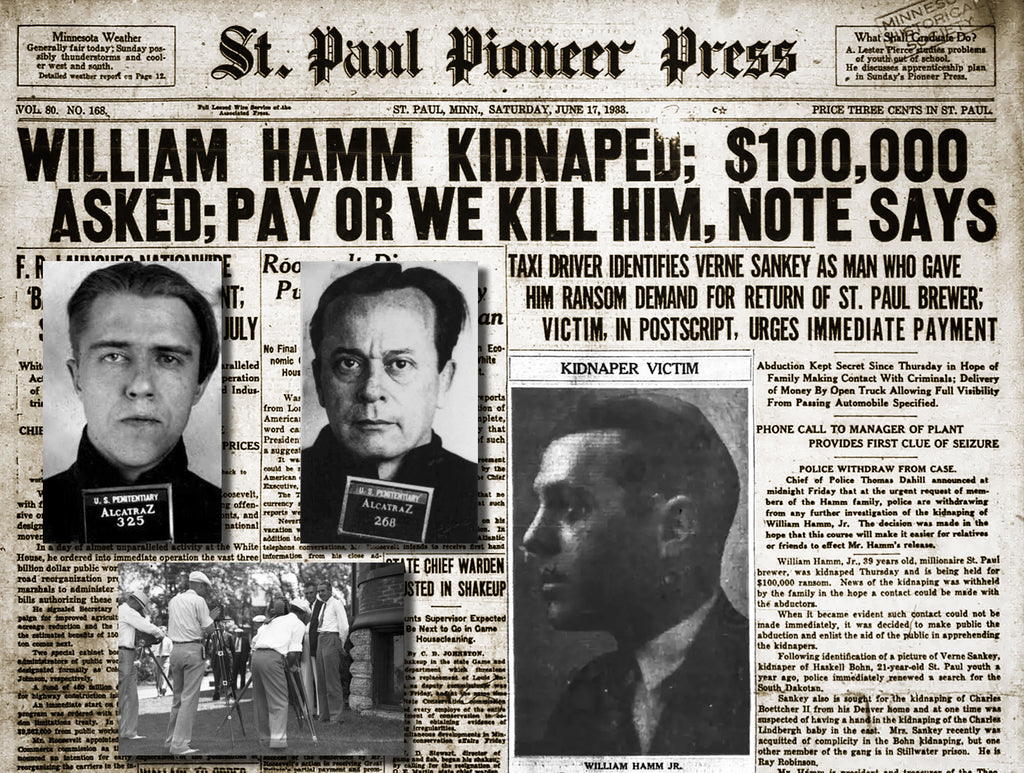 William Hamm Jr Kidnapped Newspaper article and pics of Karpis Barker Gang