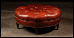 Vintage Tufted Leather Ottoman