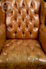 Vintage Tufted Leather Wingback Chair in Camel Brown
