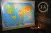 Vintage Classroom Pull Down World Map