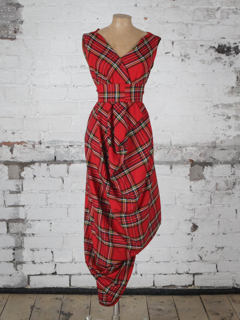 red tartan cocktail dress