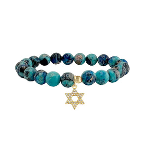 Sediment Beaded Bracelet with CZ Star of David Charm - Accessorize Me