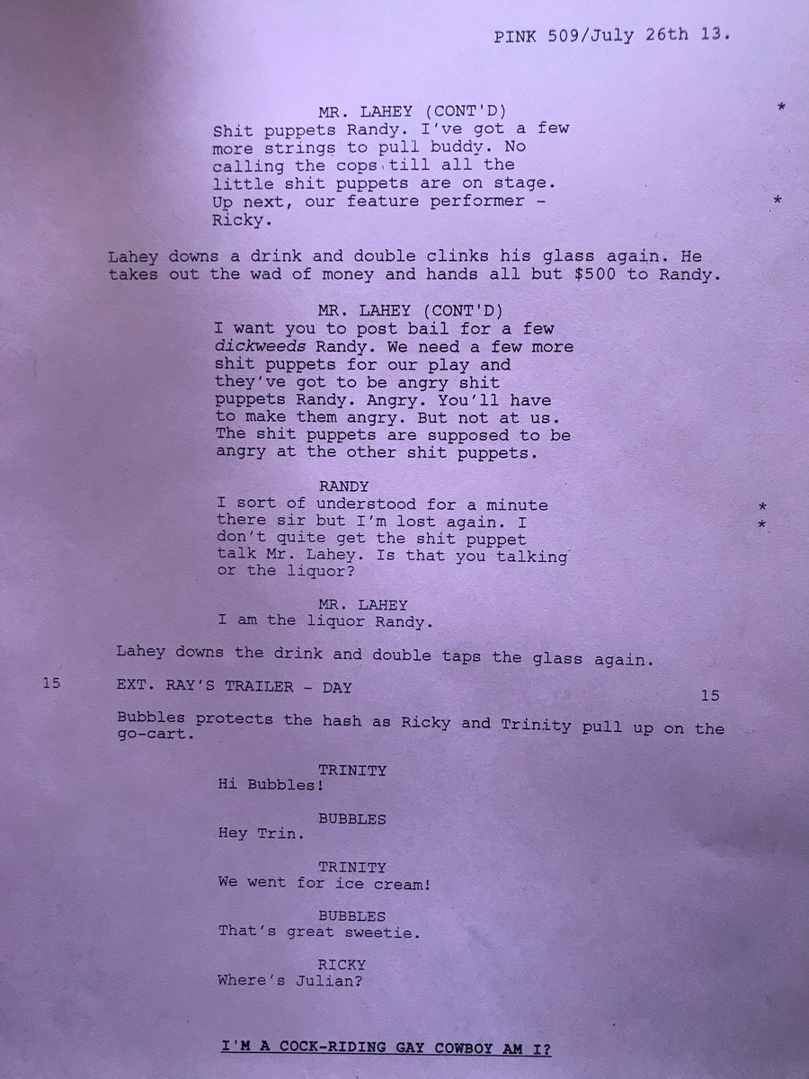 Trailer Park Boys Script Page – John Dunsworth