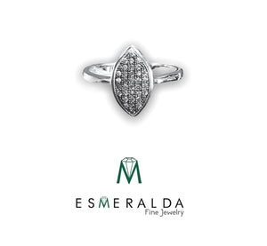 Oval Zirconia Studded Silver Ring - Esmeralda Fine Jewlery