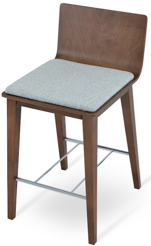Buy Walnut Wood Frame Stool With Seatpad | 212Concept